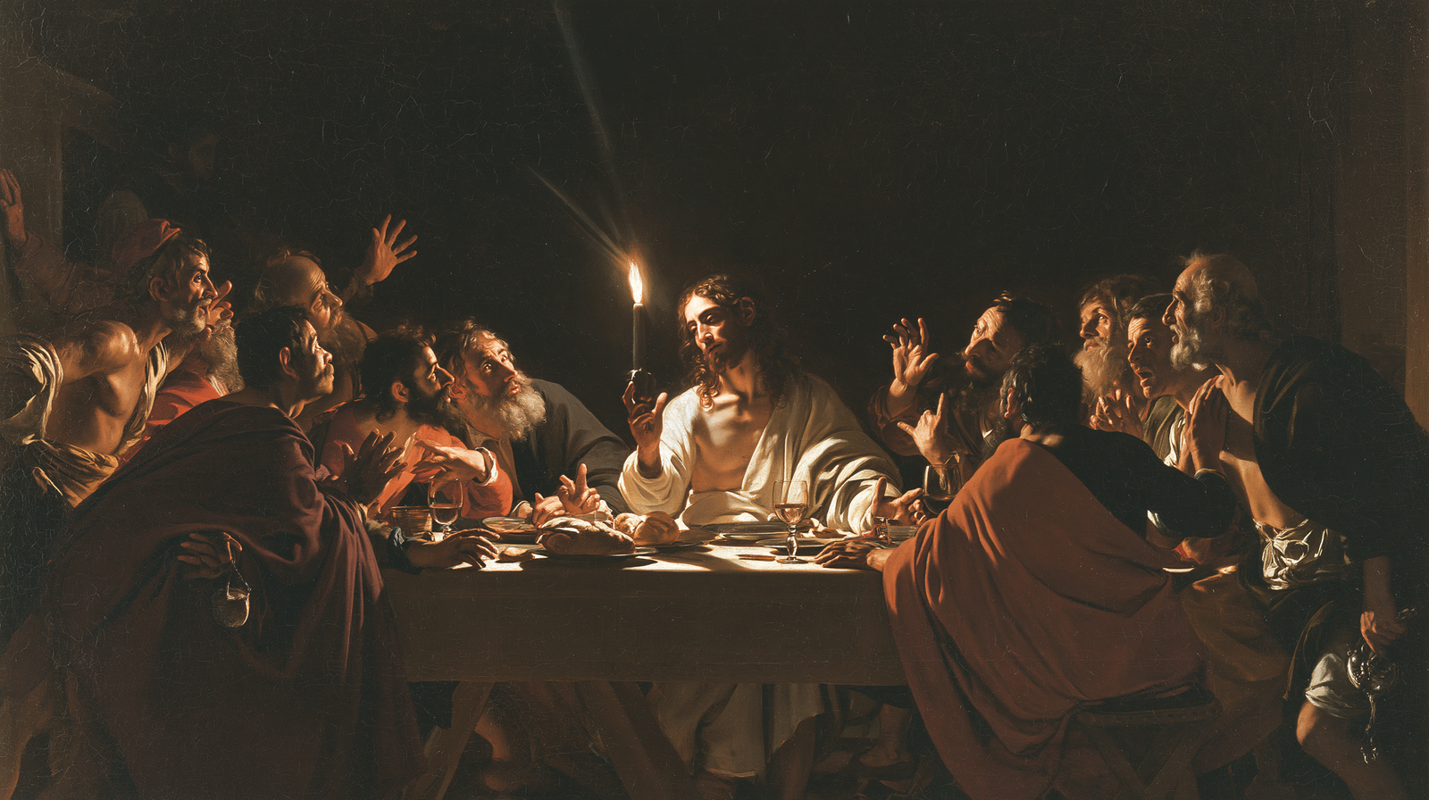 Christian work landscape - The Last Supper - Caravaggio - tenebrism - Alpha Christian Art