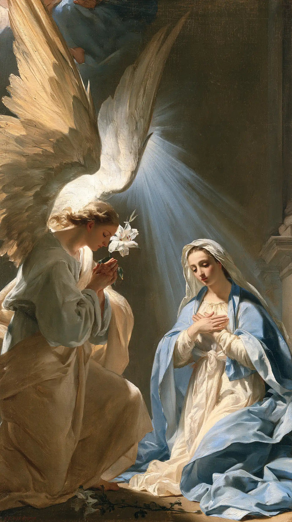 a celestial Annunciation in blue, ivory and gold in Celestial Annunciation in Blue, Ivory and Gold style, portrait Christian artwork no. 9