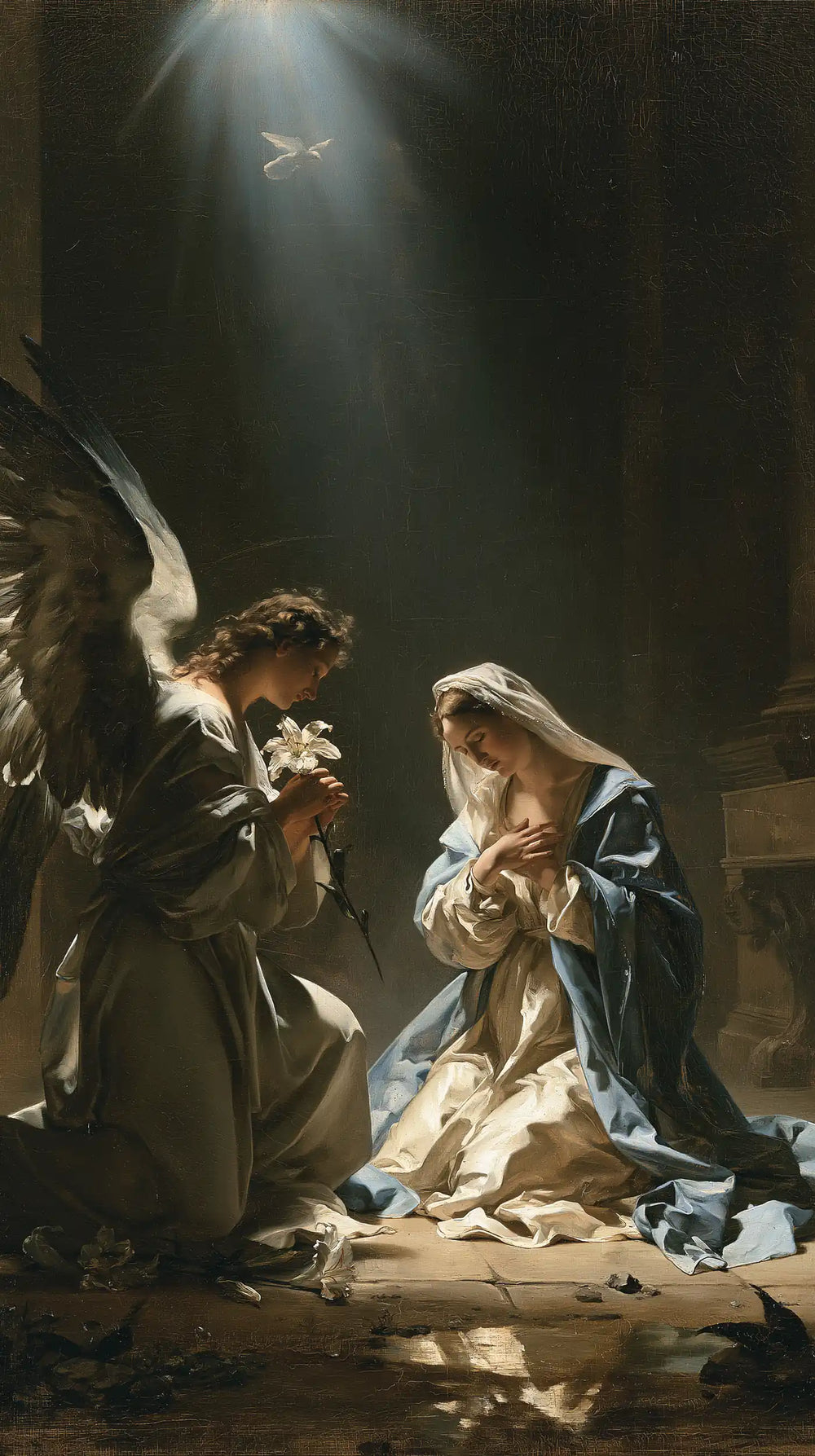the Annunciation with the Holy Spirit in The Holy Spirit style, portrait Christian artwork no. 2