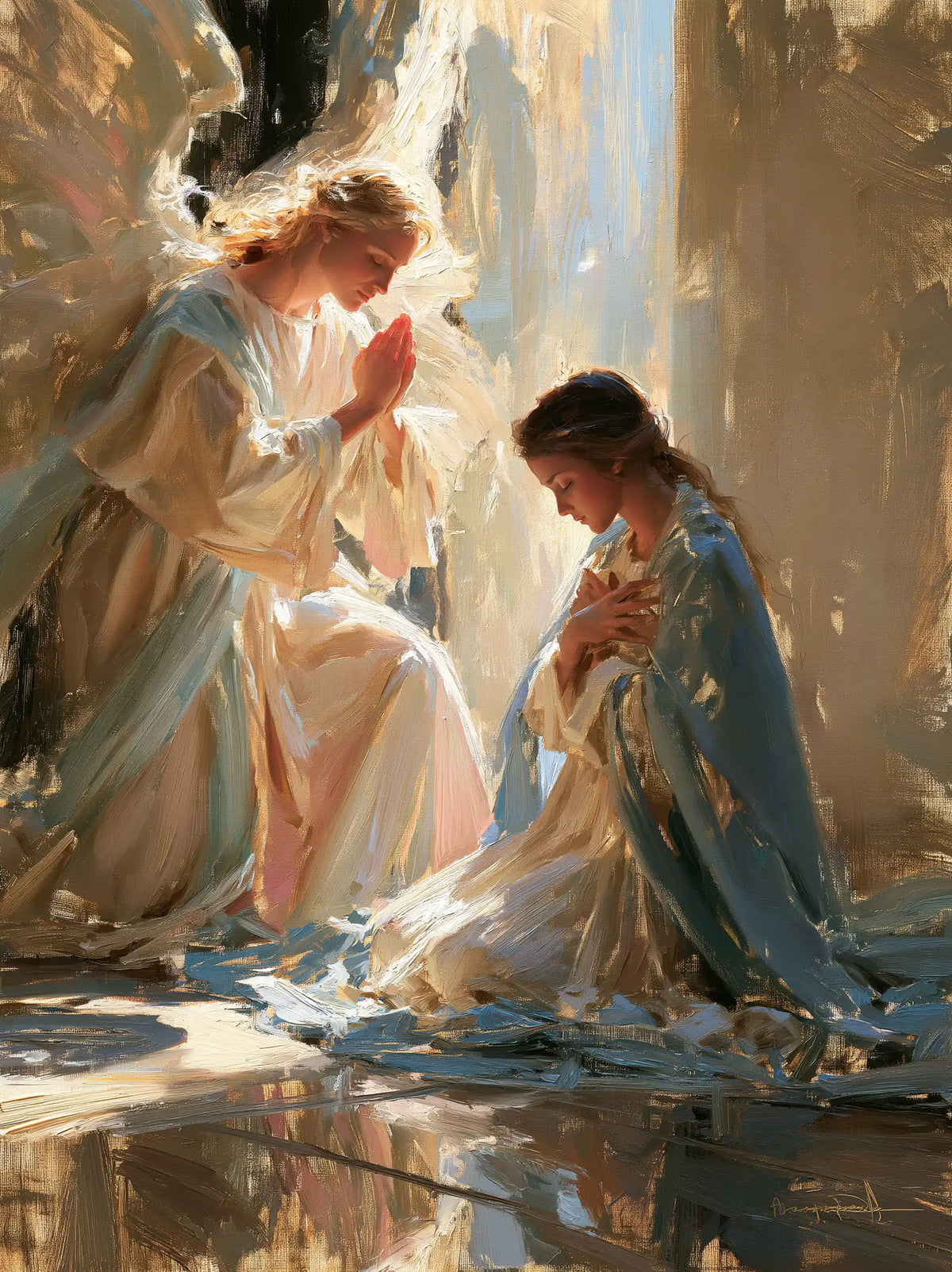 the Annunciation in an impressionist atmosphere in Impressionist style, portrait Christian artwork no. 9