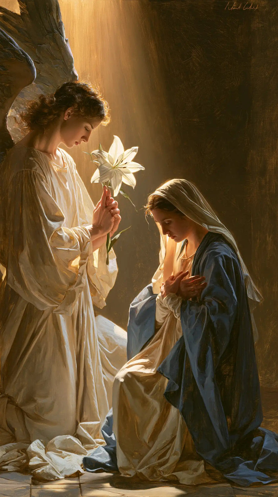 the Annunciation with the white lily as a central symbol in The White Lily as Symbol style, portrait Christian artwork no. 2