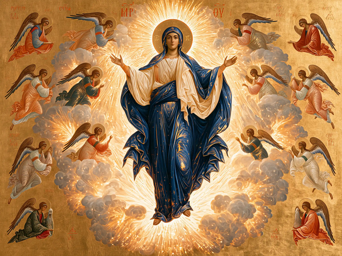 The Assumption of Mary — Glory with Coral Angels