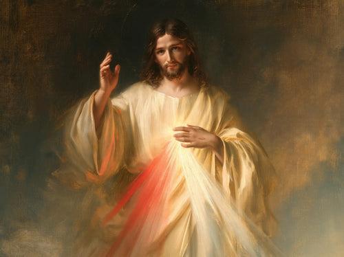 Jesus expressing compassion and divine mercy in Compassion and Mercy style, landscape Christian artwork no. 6