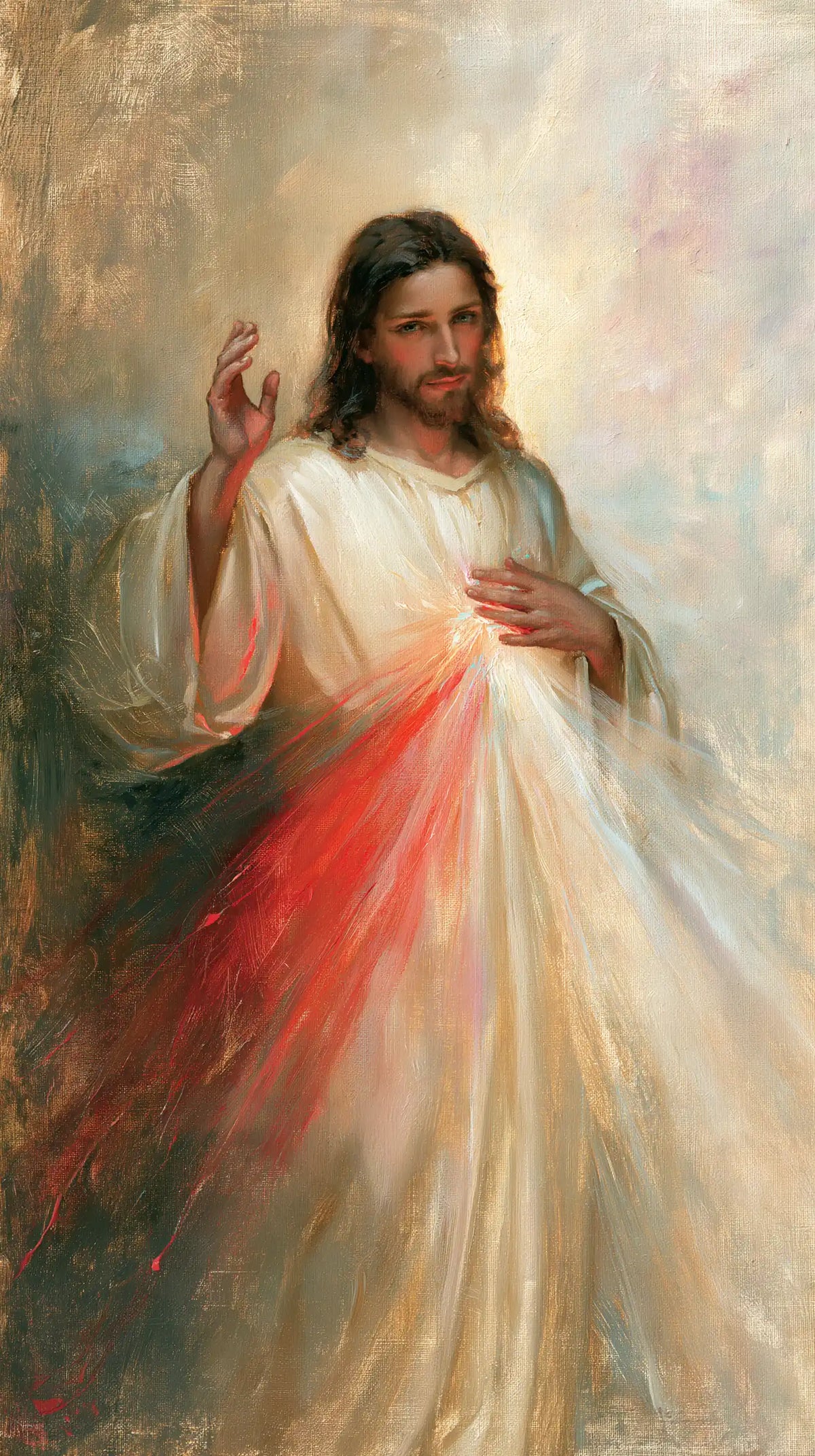 Divine Mercy Jesus — Clarity Among Azure Strokes