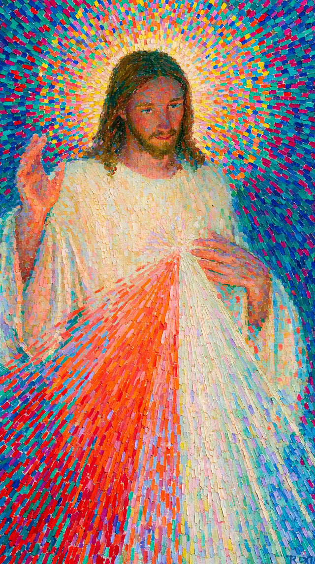 Divine Mercy Jesus – Pointillist & Neo-Impressionist · Portrait no. 1