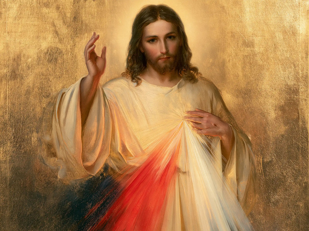 Divine Mercy Jesus — Peace Upon Gold Leaf