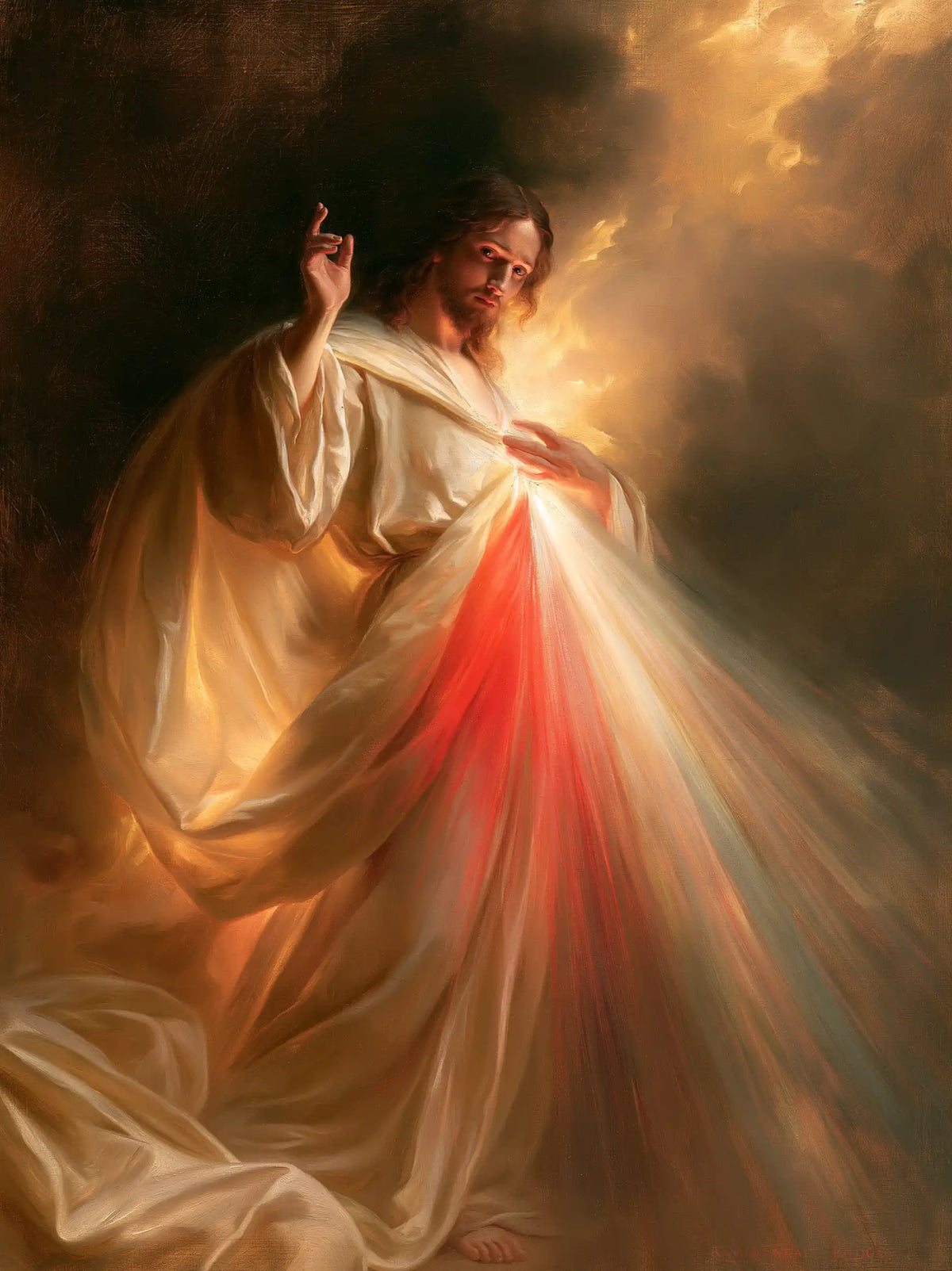 Jesús de la Divina Misericordia — La Luz en los amplios pliegues