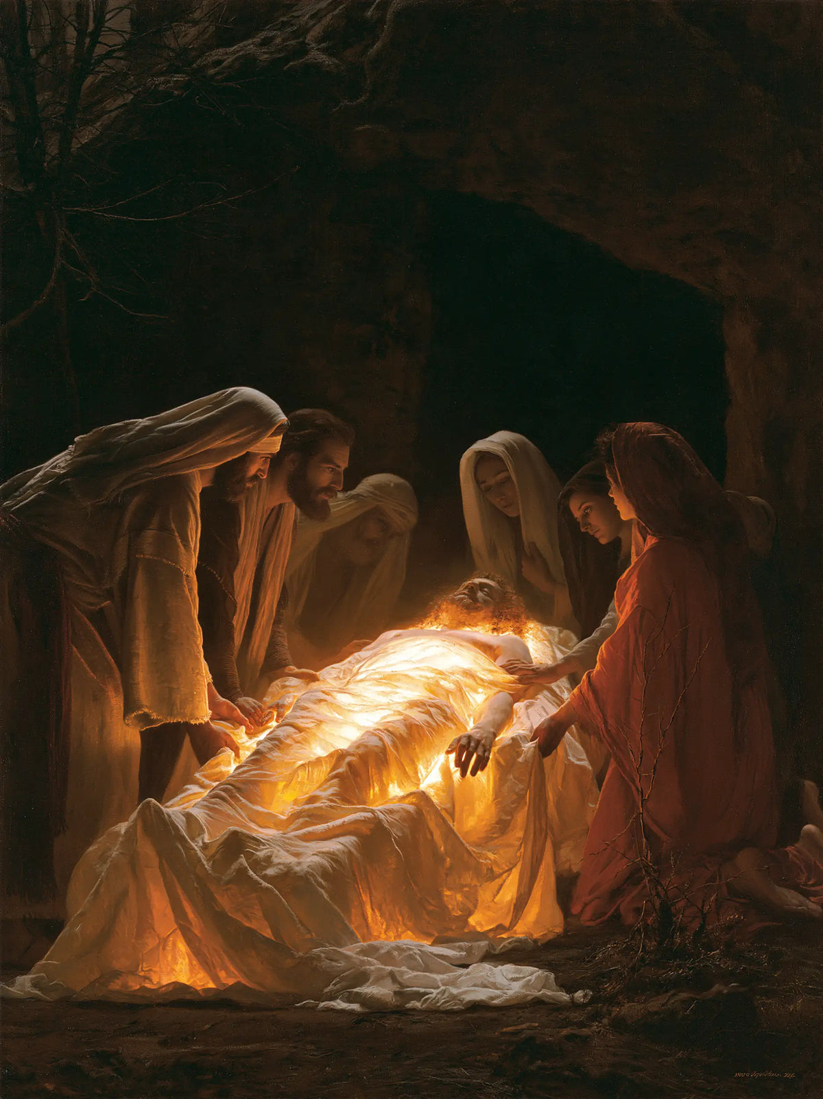 Entombment of Jesus Christ in Divine Light style, portrait Christian artwork no. 17