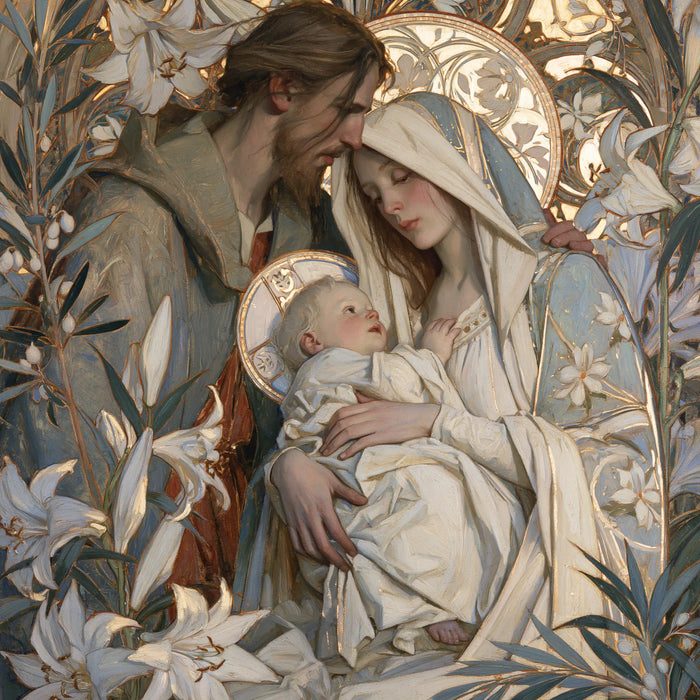 The Holy Family — Tenderness Beneath the Floral Arch
