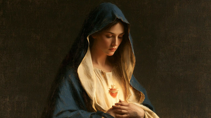 The Immaculate Heart of Mary — The Modest Flame in the Ivory Collar
