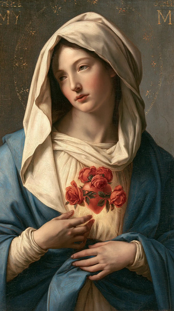 The Immaculate Heart of Mary — The Distant Gaze Beneath the Draped Veil