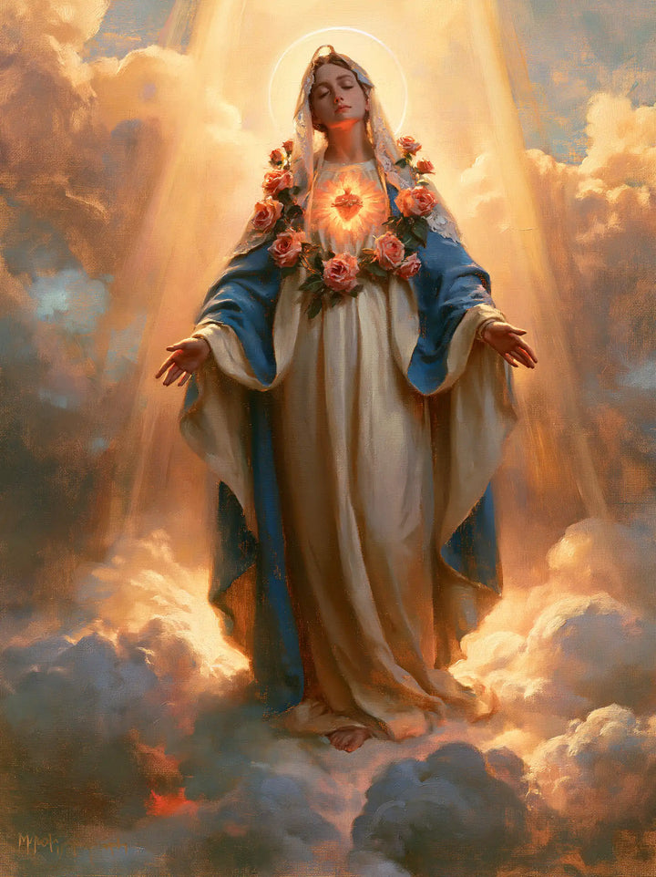 The Immaculate Heart of Mary — The Flowered Heart in the Flowing Robe