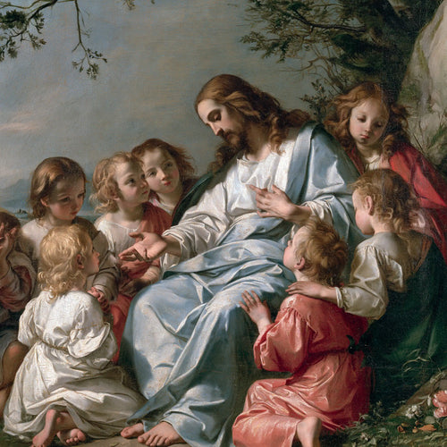 Jesus with children in Florentine Renaissance style in Florentine Renaissance style, square Christian artwork no. 1