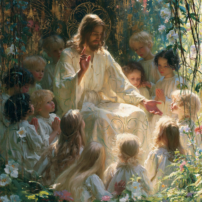 Jesus and the Children — The Halo of Concentric Threads