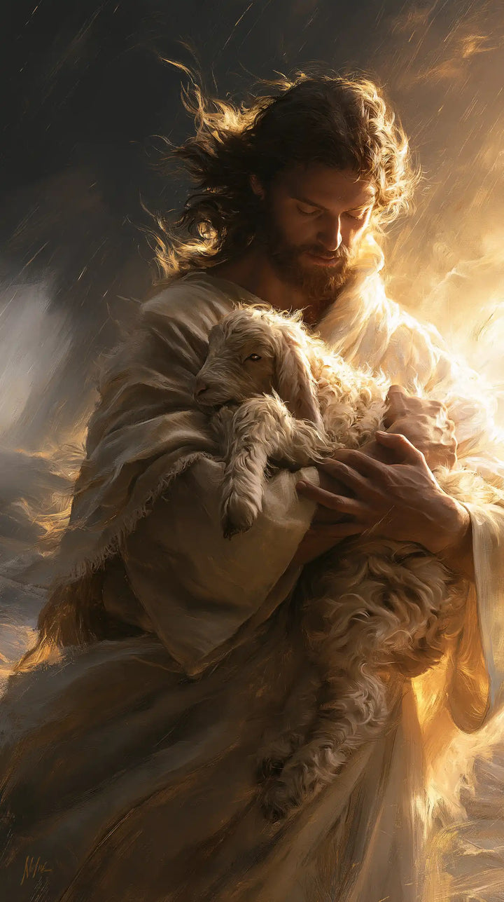 Jesus and the Lamb - Jesus Protecting the Lamb · Portrait n° 2