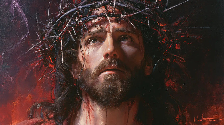 Jesus Crowned with Thorns — The Face among Threads of Night