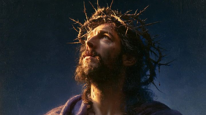 Jesus Crowned with Thorns — The Profile Raised toward Nocturnal Gold