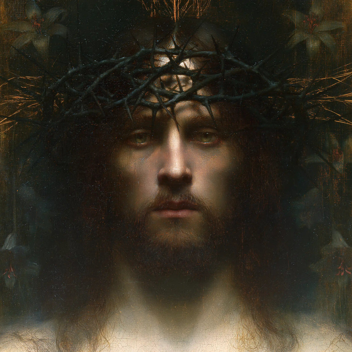 Jesus Crowned with Thorns — The Gaze in the Dark Garden’s Depth