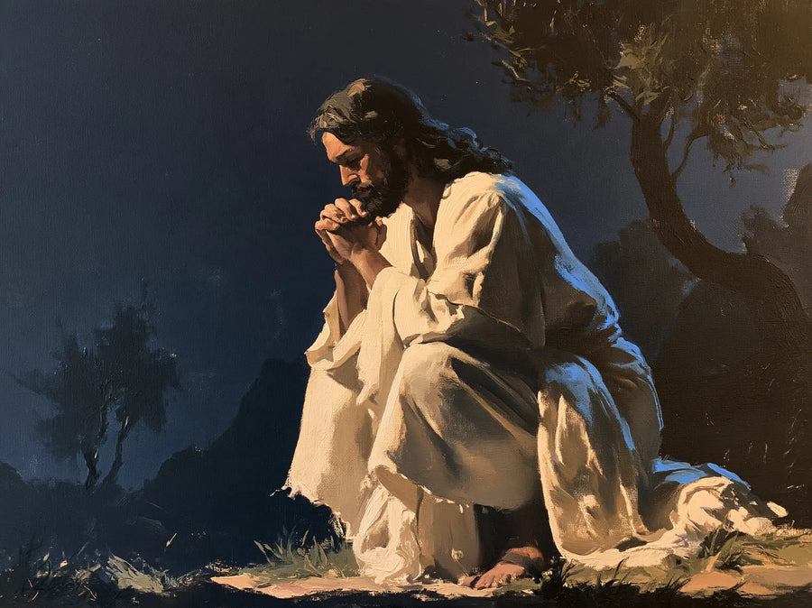 Jesus in Gethsemane — The Bowed Brow in the Blue Hour