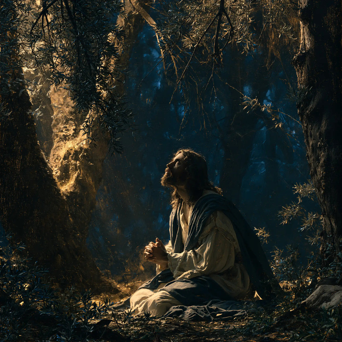 Jesus in Gethsemane — Prayer before Luminous Bark