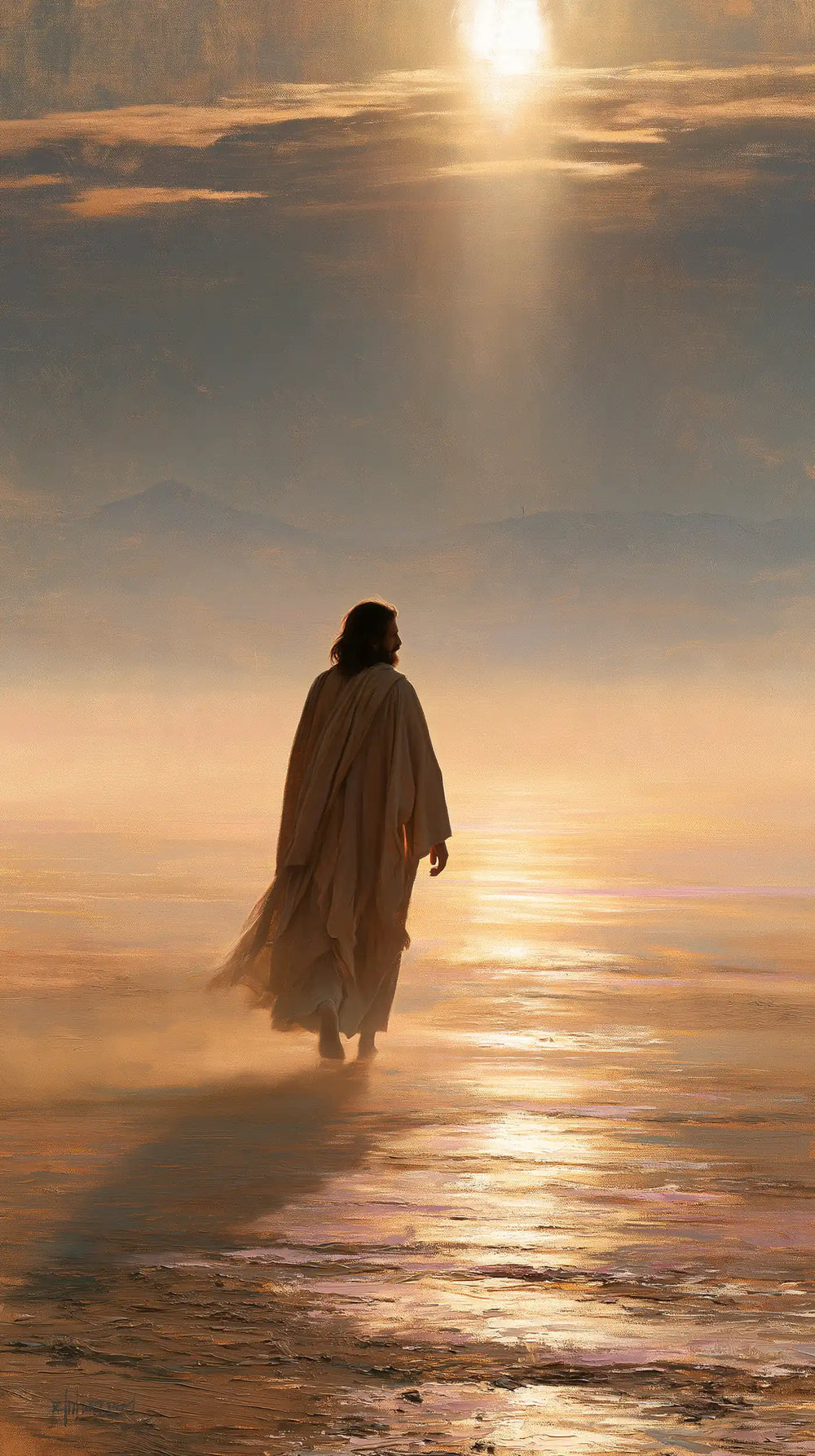 Jesus in the desert during the temptation in Impressionist style, portrait Christian artwork no. 9