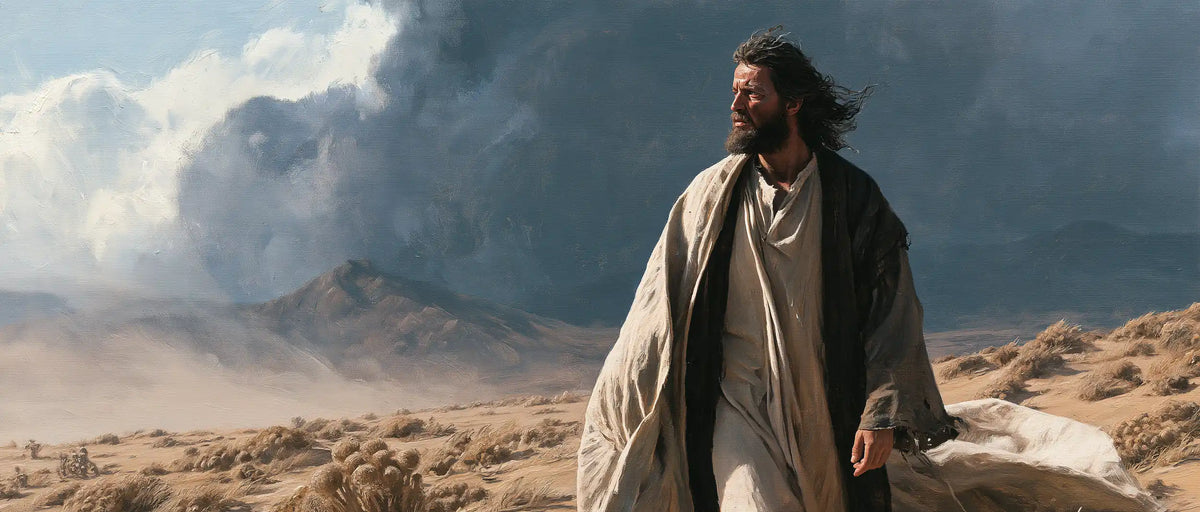 Jesus in the Desert — The Gaze in the Wind of Blue Clouds