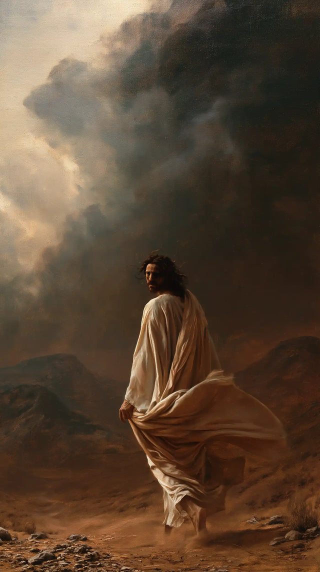 Jesus in the Desert — Alone beneath the Towering Sky