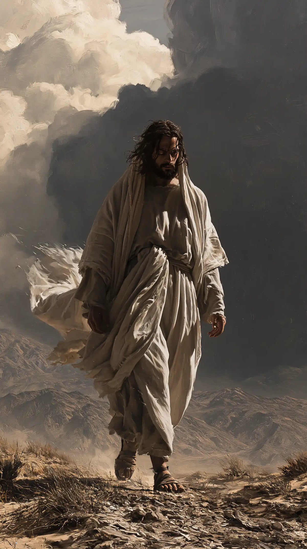 Jesus in the Desert — Brightness above the Stones