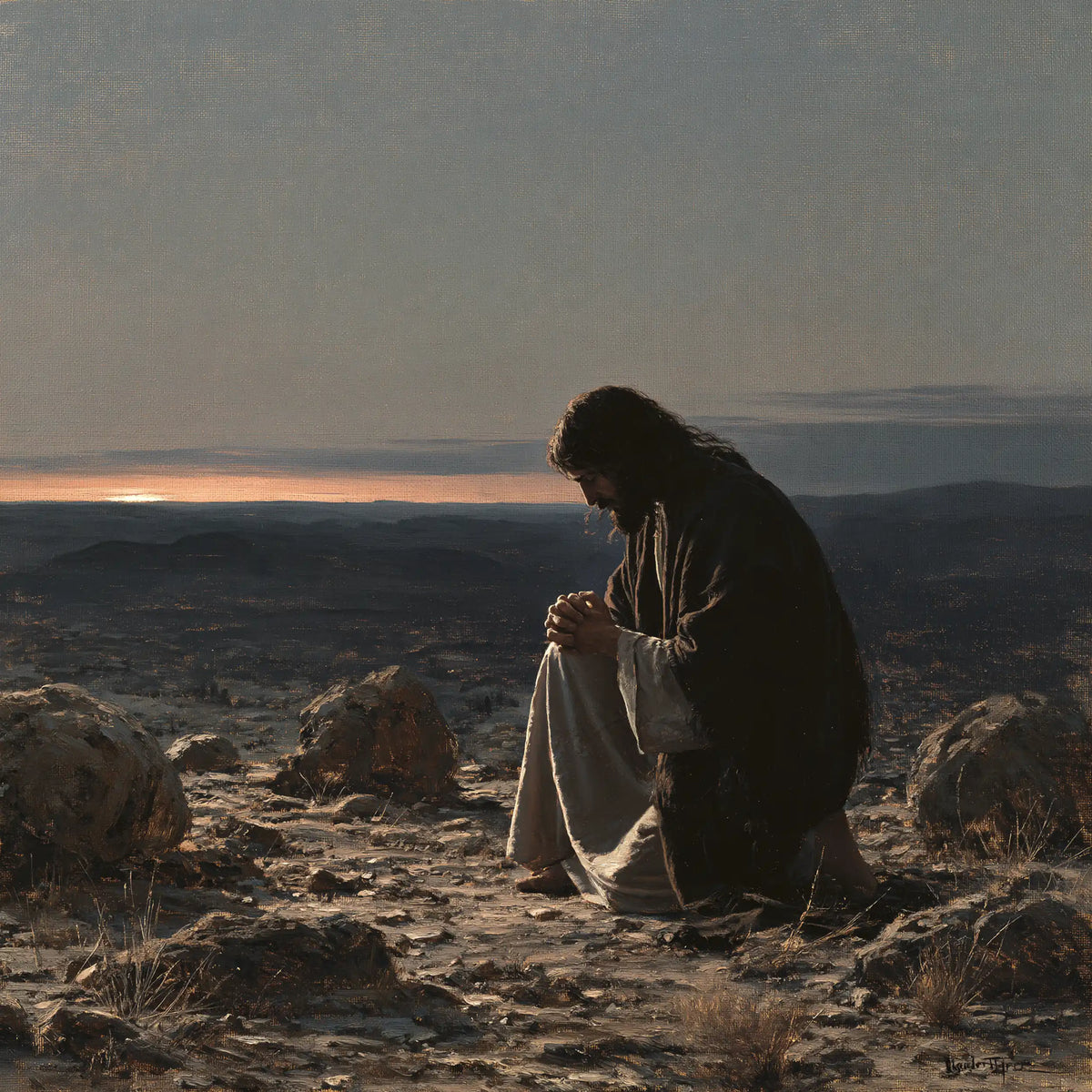 Jesus in the Desert — The Black Cloak before the Rosy Thread