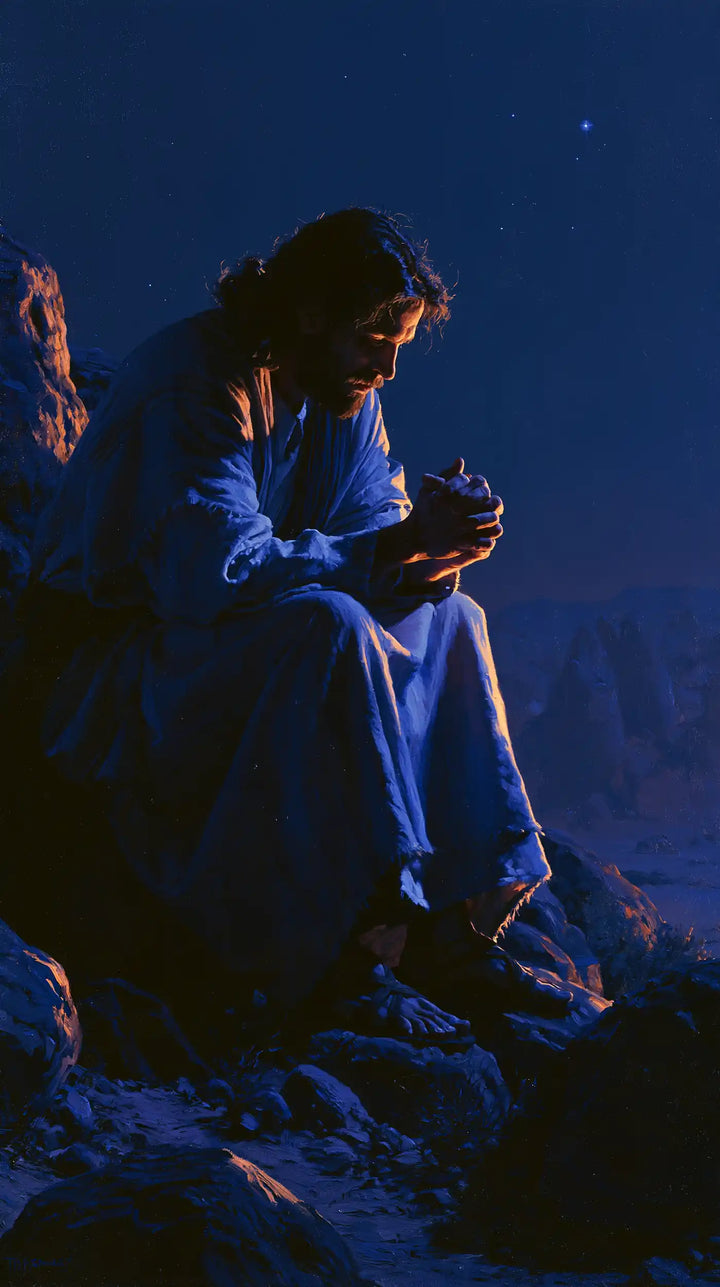Jesus in the Desert - Midnight Blue Chiaroscuro · Portrait n° 22