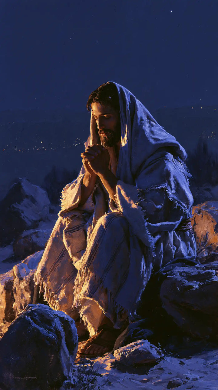 Jesus in the Desert - Midnight Blue Chiaroscuro · Portrait n° 25