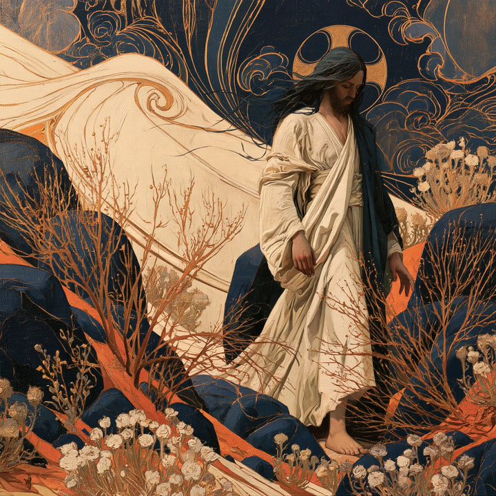 Jesus in the Desert - Sacred Art Nouveau · Square n° 3