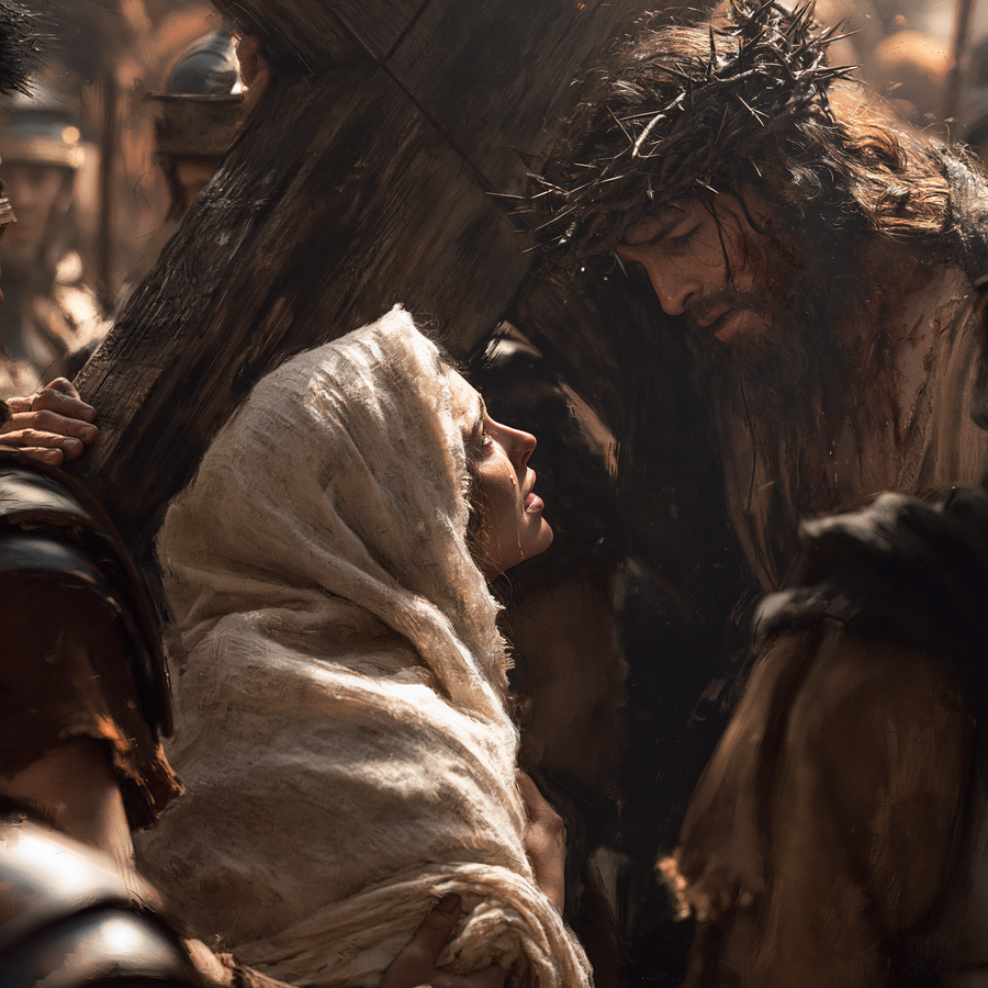 The Stations of the Cross - Jesus meets his mother · Carré n° 6