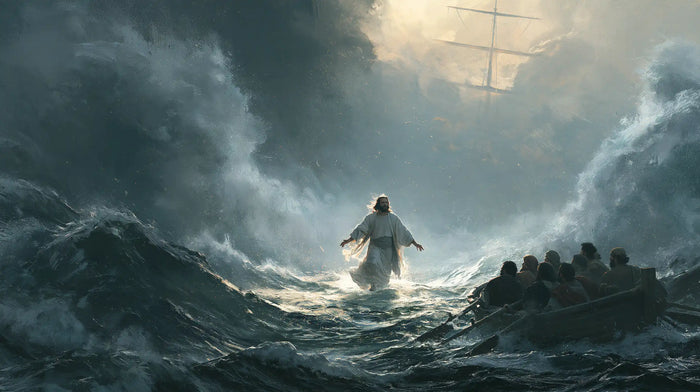 Jesus Walking on Water — The Distant Light between Two Waves