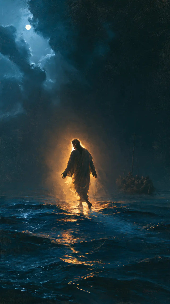 Jesus Walking on Water — The Ember Kept beneath the Distant Moon