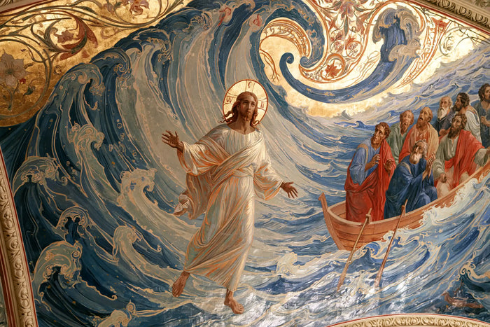 Jesus Walking on Water — The Greeting within the Monumental Wave