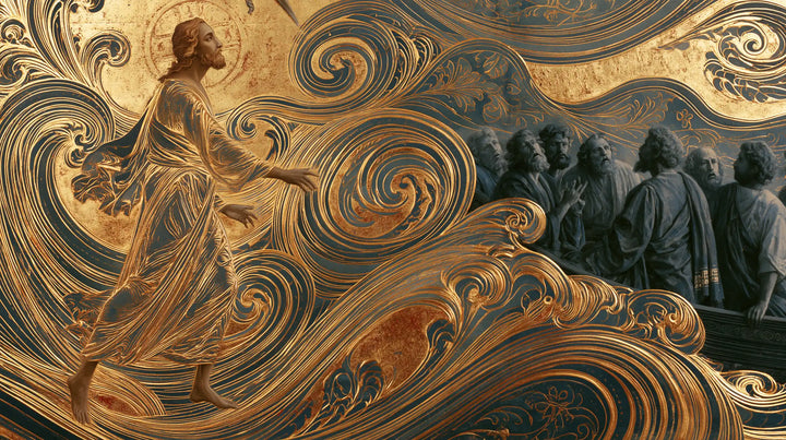 Jesus Walking on Water — The Golden Figure before the Slate Witnesses