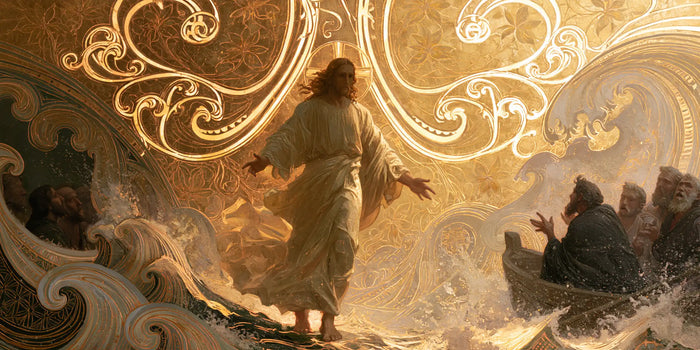 Jesus Walking on Water — The Presence in the Gold of Rising Waters