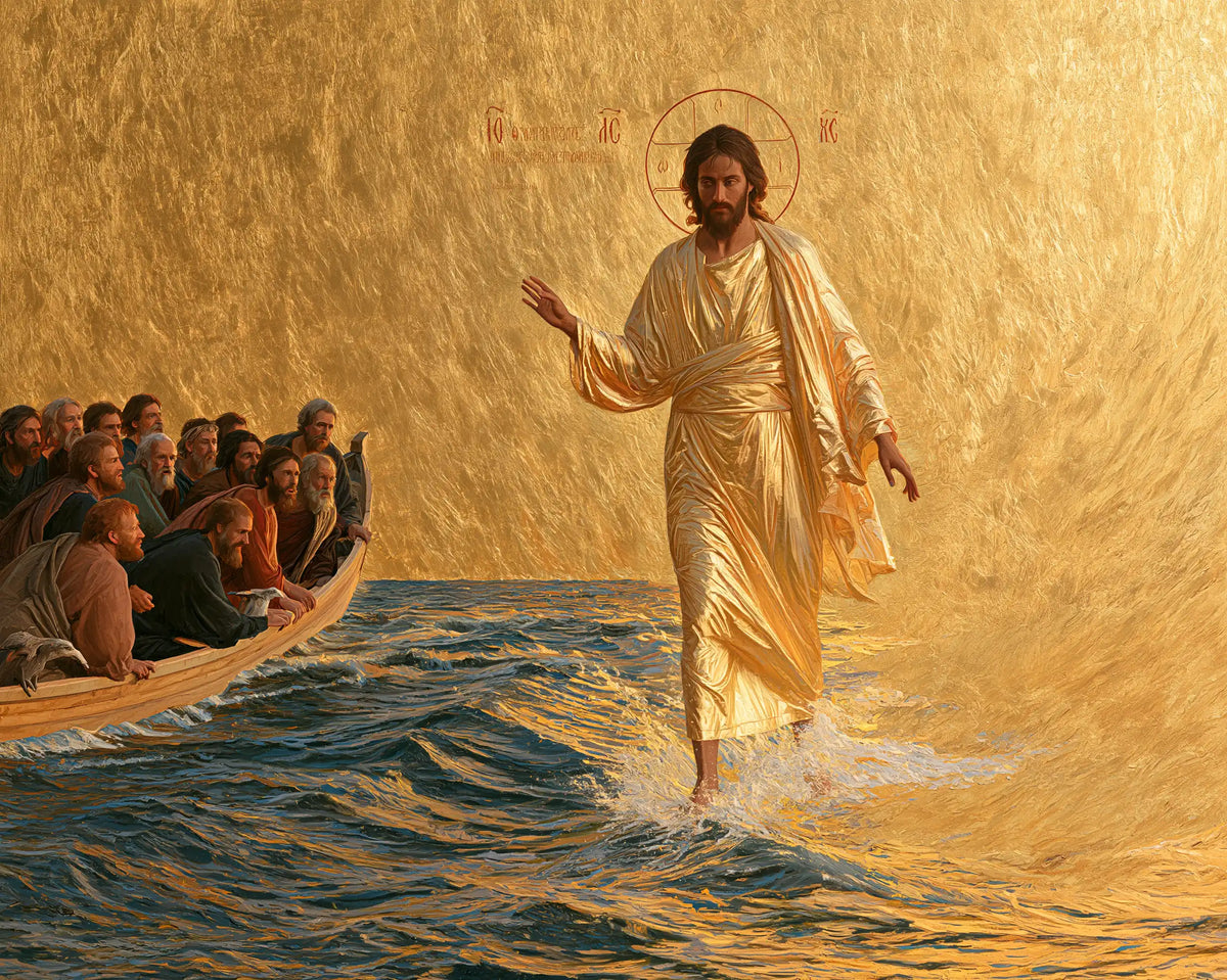 Jesus Walking on Water — The Pale Robe before the Wall of Gold