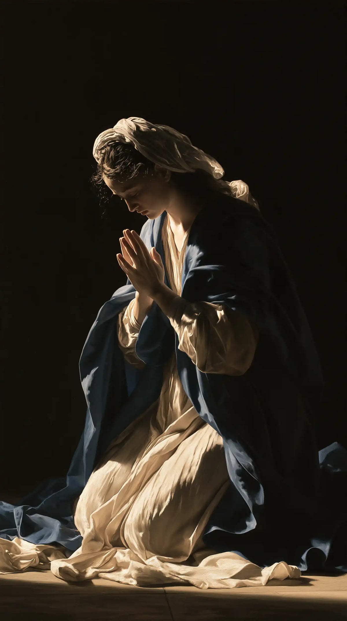 Virgin Mary in Prayer — Prayer Turned toward Shadow