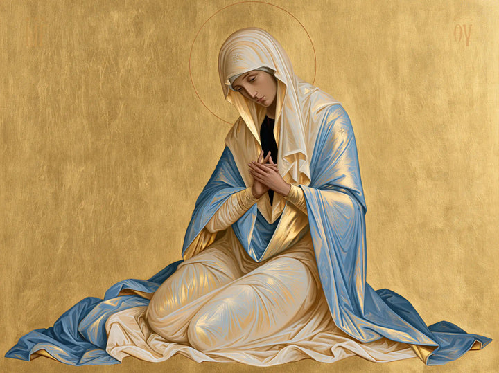 Virgin Mary in Prayer — Ivory Edged with Azure