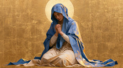 Virgin Mary in Prayer — Radiance around the Blue Veil