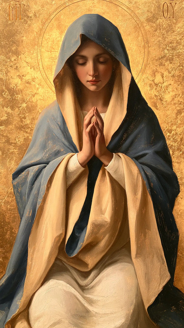 Virgin Mary in Prayer — Honey-Coloured Sleeves