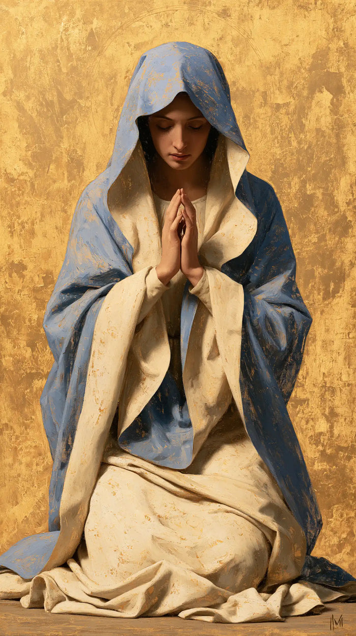 Virgin Mary in Prayer — The Pale Folds of Contemplation