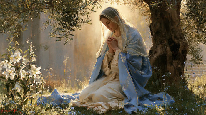 Virgin Mary in Prayer — Prayer at the Foot of the Old Tree