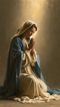 Virgin Mary in Prayer — Prayer beneath the Sunlit Opening