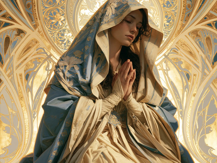 Virgin Mary in Prayer — The Golden Branches of Contemplation