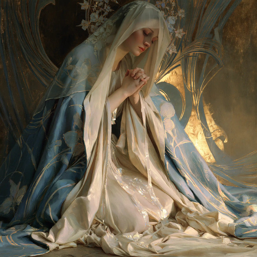 Virgin Mary in Prayer - Sacred Art Nouveau · Square n° 4