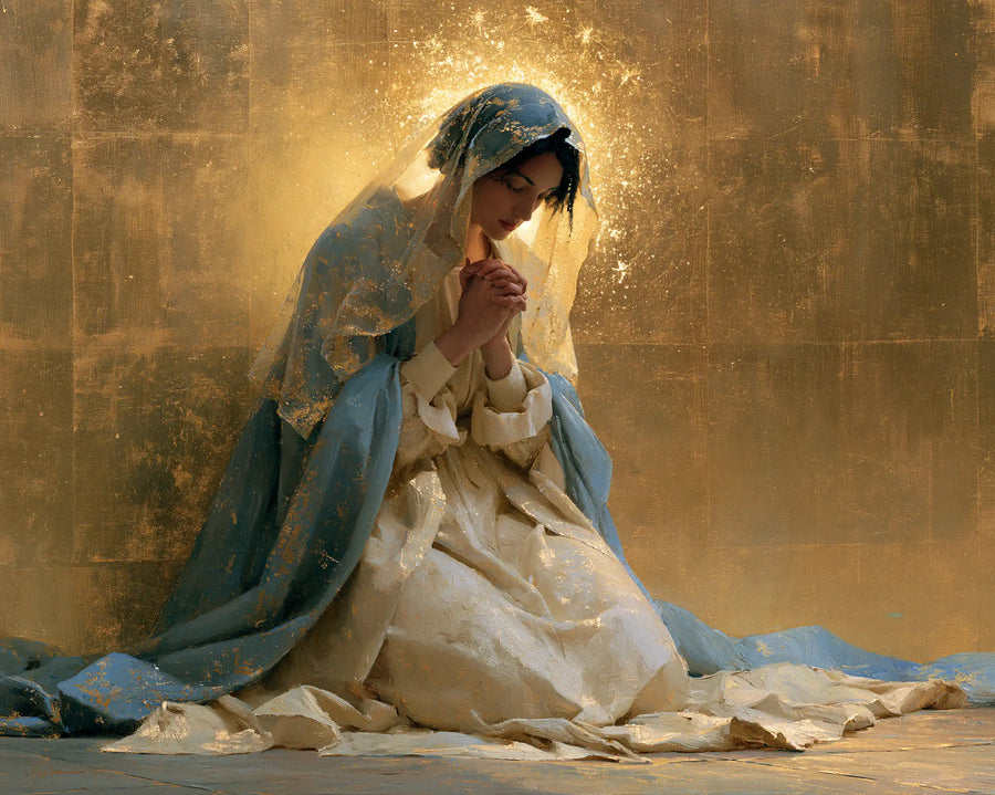 Virgin Mary in Prayer - Sacred Gold · Landscape n° 9