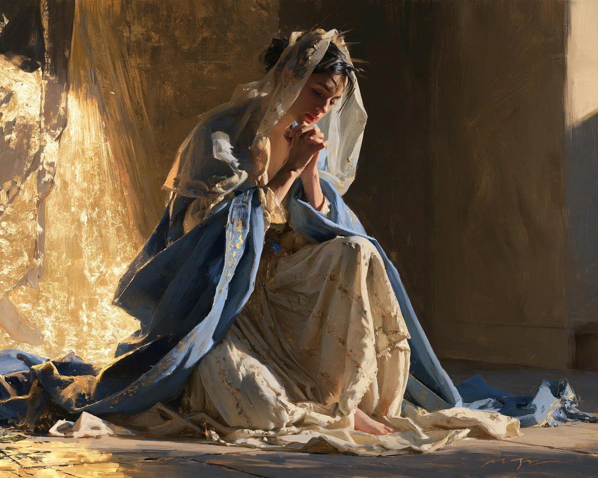 Virgin Mary in Prayer - Sacred Gold · Landscape n° 12